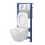 Cersanit Aqua/City Square SET B212 Toaleta WC podwieszana CleanOn z deską wolnoopadającą, stelażem i przyciskiem Accento biały/chrom S701-399 - zdjęcie 7