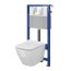 Cersanit Aqua/City Square SET B212 Toaleta WC podwieszana CleanOn z deską wolnoopadającą, stelażem i przyciskiem Accento biały/chrom S701-399 - zdjęcie 2