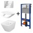 Cersanit Aqua/City Square SET B212 Toaleta WC podwieszana CleanOn z deską wolnoopadającą, stelażem i przyciskiem Accento biały/chrom S701-399 - zdjęcie 1