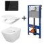 Cersanit Aqua/City Square SET B214 Toaleta WC podwieszana CleanOn z deską wolnoopadającą, stelażem i przyciskiem Accento biały/czarny S701-401 - zdjęcie 1