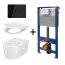 Cersanit Aqua Inverto SET B230 Toaleta WC podwieszana 52x35,5 cm StreamOn z deską wolnoopadającą Slim, stelażem i przyciskiem spłukującym szkło czarne S701-424 - zdjęcie 1