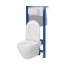 Cersanit Aqua Larga Oval Zestaw Toaleta WC StreamOn Vortex bez kołnierza + deska wolnoopadająca biały + stelaż mechaniczny S701-892 - zdjęcie 2