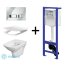 Cersanit Carina SET 878 Zestaw Toaleta WC podwieszana 52,5x35 cm CleanOn bez kołnierza z deską sedesową wolnoopadającą, stelażem Hi-Tec i przyciskiem Movi, biała S701-201 - zdjęcie 1