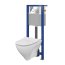 Cersanit Mille Zestaw Toaleta WC 51x36,5 cm bez kołnierza + deska wolnoopadająca + stelaż Aqua + przycisk Galaxy biały/chrom S701-460 - zdjęcie 1