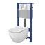 Cersanit Set B141 Toaleta WC podwieszana CleanOn z deską wolnoopadającą, stelażem i przyciskiem Accento Square, chrom połysk/biały K701-267 - zdjęcie 2