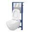 Cersanit Set B141 Toaleta WC podwieszana CleanOn z deską wolnoopadającą, stelażem i przyciskiem Accento Square, chrom połysk/biały K701-267 - zdjęcie 3