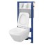 Cersanit Set B26 Aqua Zestaw Toaleta WC podwieszana 52x35 cm CleanOn bez kołnierza z ukrytym mocowaniem z deską sedesową wolnoopadającą i stelażem pneumatycznym Aqua 52, biały S701-318 - zdjęcie 2