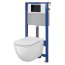 Cersanit Set B28 Aqua Zestaw Toaleta WC podwieszana 54x36,5 cm CleanOn bez kołnierza z ukrytym mocowaniem z deską sedesową wolnoopadającą i stelażem pneumatycznym Aqua 52, biały S701-320 - zdjęcie 1