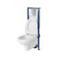 Cersanit Tech Line Base Set B676 Zestaw stelaż WC + przycisk WC chrom + toaleta WC bez kołnierza + deska wolnoopadająca biała S701-686 - zdjęcie 3