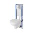Cersanit Tech Line Base Set B677 Zestaw stelaż WC + przycisk  WC chrom +  toaleta WC bez kołnierza + deska wolnoopadająca biała S701-687 - zdjęcie 1