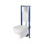 Cersanit Tech Line Base Set B679 Zestaw stelaż WC + przycisk WC chrom +  toaleta WC bez kołnierza + deska wolnoopadająca biała S701-689 - zdjęcie 1