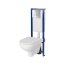 Cersanit Tech Line Base Set B681 Zestaw stelaż WC + przycisk WC chrom +  toaleta WC bez kołnierza + deska wolnoopadająca biała S701-691 - zdjęcie 1
