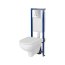 Cersanit Tech Line Base Zestaw Toaleta WC 52,5x36 cm + deska wolnoopadająca + przycisk WC + stelaż podtynkowy biały/chrom połysk S701-690 - zdjęcie 1