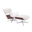 D2 Vip Fotel inspirowany Lounge Chair 87x85 cm, biały/walnut/srebrna baza 25001 - zdjęcie 1
