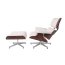 D2 Vip Fotel inspirowany Lounge Chair 87x85 cm, biały/walnut/srebrna baza 25001 - zdjęcie 2