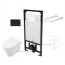 Deante Avis Zestaw 6w1 Toaleta WC bez kołnierza + deska wolnoopadająca + stelaż + przycisk czarny/biały CDAN6ZPW - zdjęcie 1