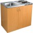 Franke Kitchenette KKN 411-1000 Zlewozmywak stalowy jednokomorowy 71x45 cm + moduł kuchenny + szafką jedwab buk 104.0190.527 - zdjęcie 1