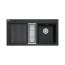 Franke Mythos MTG 651-100 Zestaw Zlewozmywak granitowy półtorakomorowy 100x51,5 cm prawy + wkładka ociekowa + rollmata onyx/stal szlachetna 114.0743.115 - zdjęcie 1