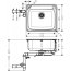 Hansgrohe S41 Zlewozmywak stalowy jednokomorowy 58x52 cm + syfon stal szlachetna szczotkowana 43336800 - zdjęcie 2