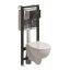 Koło Rekord Zestaw Toaleta WC 52x35,5 cm bez kołnierza + deska wolnoopadająca + stelaż podtynkowy Technic GT + przycisk Elegant biały/czarny połysk 99680000 - zdjęcie 1
