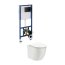 Omnires Ottawa Zestaw Toaleta WC 49x36,5 cm bez kołnierza + deska wolnoopadająca + stelaż + przycisk WC biały połysk/czarny mat OTTAWASETBPBL - zdjęcie 1