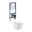 Omnires Ottawa Zestaw Toaleta WC 49x36,5 cm bez kołnierza + deska wolnoopadająca + stelaż + przycisk WC biały połysk OTTAWASETBPBP - zdjęcie 1