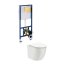 Omnires Ottawa Zestaw Toaleta WC 49x36,5 cm bez kołnierza + deska wolnoopadająca + stelaż + przycisk WC biały połysk/złoty OTTAWASETBPGL - zdjęcie 1
