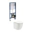 Omnires Ottawa Zestaw Toaleta WC 49x37 cm bez kołnierza + deska wolnoopadająca + stelaż + przycisk WC biały połysk/chrom OTTAWASETBPCR - zdjęcie 1