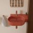 Omnires Ovo M+ Umywalka nablatowa lub wisząca 55,5x38,5 cm prawa terracotta mat OVO555UWPTE - zdjęcie 5