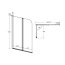 Besco Prime2 Parawan nawannowy dwuczęściowy 90x140 cm profile chrom połysk szkło przejrzyste PNP-2S - zdjęcie 3