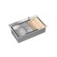 Quadron Burt zlewozmywak stalowy jednokomorowy 76x49 cm + dozownik + deska drewniana + wkładka ociekowa + rollmata + nakładka na odpływ MF76050BS - zdjęcie 1