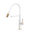 Quadron Gemma Q Line Bateria kuchenna wysoka z wyciąganą wylewką snow white mat/miedziany nano PVD/biały wąż 3623501_WHMPVDC1 - zdjęcie 2