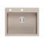 Quadron Kurt 110 Zestaw Zlewozmywak granitowy jednokomorowy 59,5x50 cm + syfon + dozownik + wkładka ociekowa + deska + qmata beżowy pearl beige/stalowy HCQ5052BEZP - zdjęcie 5