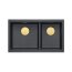 Quadron Logan 120 Zlewozmywak granitowy dwukomorowy podwieszany 76x45 cm czarny black diamond/złoty PVD HQL7645U8_PVDG1_U - zdjęcie 2