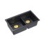 Quadron Logan 120 Zlewozmywak granitowy dwukomorowy podwieszany 76x45 cm czarny black diamond/złoty PVD HQL7645U8_PVDG1_U - zdjęcie 1