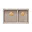 Quadron Logan 120 Zlewozmywak granitowy dwukomorowy podwieszany 76x45 cm beżowy pearl beige/miedziany PVD HQL7645U2_PVDC1_U - zdjęcie 2