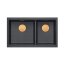 Quadron Logan 120 Zlewozmywak granitowy dwukomorowy podwieszany 76x45 cm czarny black diamond/miedziany PVD HQL7645U8_PVDC1_U - zdjęcie 2