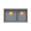 Quadron Logan 120 Zlewozmywak granitowy dwukomorowy podwieszany 76x45 cm szary silver stone/miedziany PVD HQL7645U5_PVDC1_U - zdjęcie 2