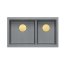 Quadron Logan 120 Zlewozmywak granitowy dwukomorowy podwieszany 76x45 cm szary silver stone/złoty PVD HQL7645U5_PVDG1_U - zdjęcie 2
