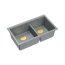 Quadron Logan 120 Zlewozmywak granitowy dwukomorowy podwieszany 76x45 cm szary silver stone/złoty PVD HQL7645U5_PVDG1_U - zdjęcie 1