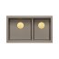 Quadron Logan 120 Zlewozmywak granitowy dwukomorowy wpuszczany 76x45 cm szarobeżowy soft taupe/złoty PVD HQL7645U4_PVDG1_I - zdjęcie 2