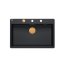 Quadron Marc 110 FM Zestaw zlewozmywak granitowy jednokomorowy 75x49 cm + syfon + dozownik + deska czarny mat/miedziany HQM7650U7_FM_PVDC1 - zdjęcie 4