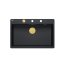 Quadron Marc 110 FM Zestaw zlewozmywak granitowy jednokomorowy 75x49 cm + syfon + dozownik + deska czarny mat/złoty HQM7650U7_FM_PVDG1 - zdjęcie 4