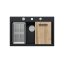 Quadron Marc 110 Zestaw Zlewozmywak granitowy jednokomorowy 76x50 cm + syfon + dozownik + wkładka ociekowa + Qmata + deska pure carbon/elementy stalowe HQM7650U7_BS - zdjęcie 5