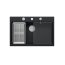 Quadron Marc 110 Zestaw Zlewozmywak granitowy jednokomorowy 76x50 cm + syfon + dozownik + wkładka ociekowa + Qmata + deska pure carbon/elementy stalowe HQM7650U7_BS - zdjęcie 6
