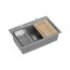 Quadron Marc 110 Zestaw Zlewozmywak granitowy jednokomorowy 76x50 cm + syfon + dozownik + wkładka ociekowa + Qmata + deska silver stone/elementy stalowe HQM7650U5_BS - zdjęcie 1