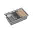 Quadron Marc 110 Zestaw Zlewozmywak granitowy jednokomorowy 76x50 cm + syfon + dozownik + wkładka ociekowa + Qmata + deska silver stone/elementy stalowe HQM7650U5_BS - zdjęcie 2