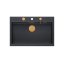 Quadron Marc 110 Zestaw Zlewozmywak granitowy jednokomorowy 76x50 cm + syfon + dozownik + deska black diamond/elementy miedziane PVD HQM7650U8_PVDC1 - zdjęcie 4