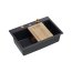 Quadron Marc 110 Zestaw Zlewozmywak granitowy jednokomorowy 76x50 cm + syfon + dozownik + deska pure carbon/elementy miedziane PVD HQM7650U7_PVDC1 - zdjęcie 1