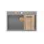 Quadron Marc 110 Zestaw Zlewozmywak granitowy jednokomorowy 76x50 cm + syfon + dozownik + deska silver stone/elementy miedziane PVD HQM7650U5_PVDC1 - zdjęcie 2